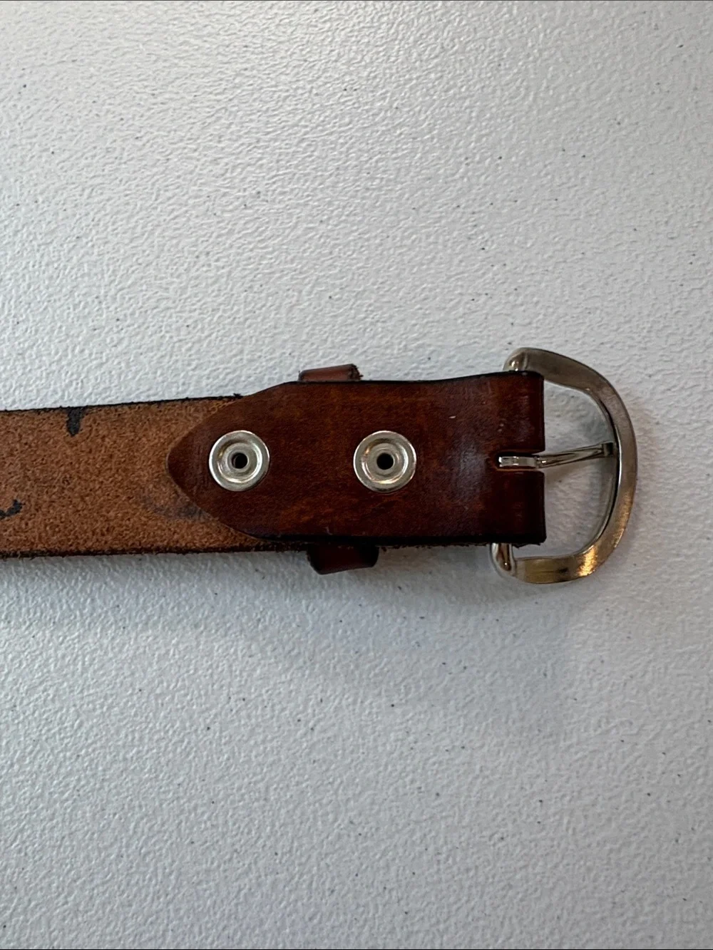 Leather 'Peace' Embossed Brown Vintage Belt - Medium